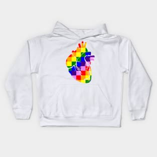 Rainbow check heart Kids Hoodie